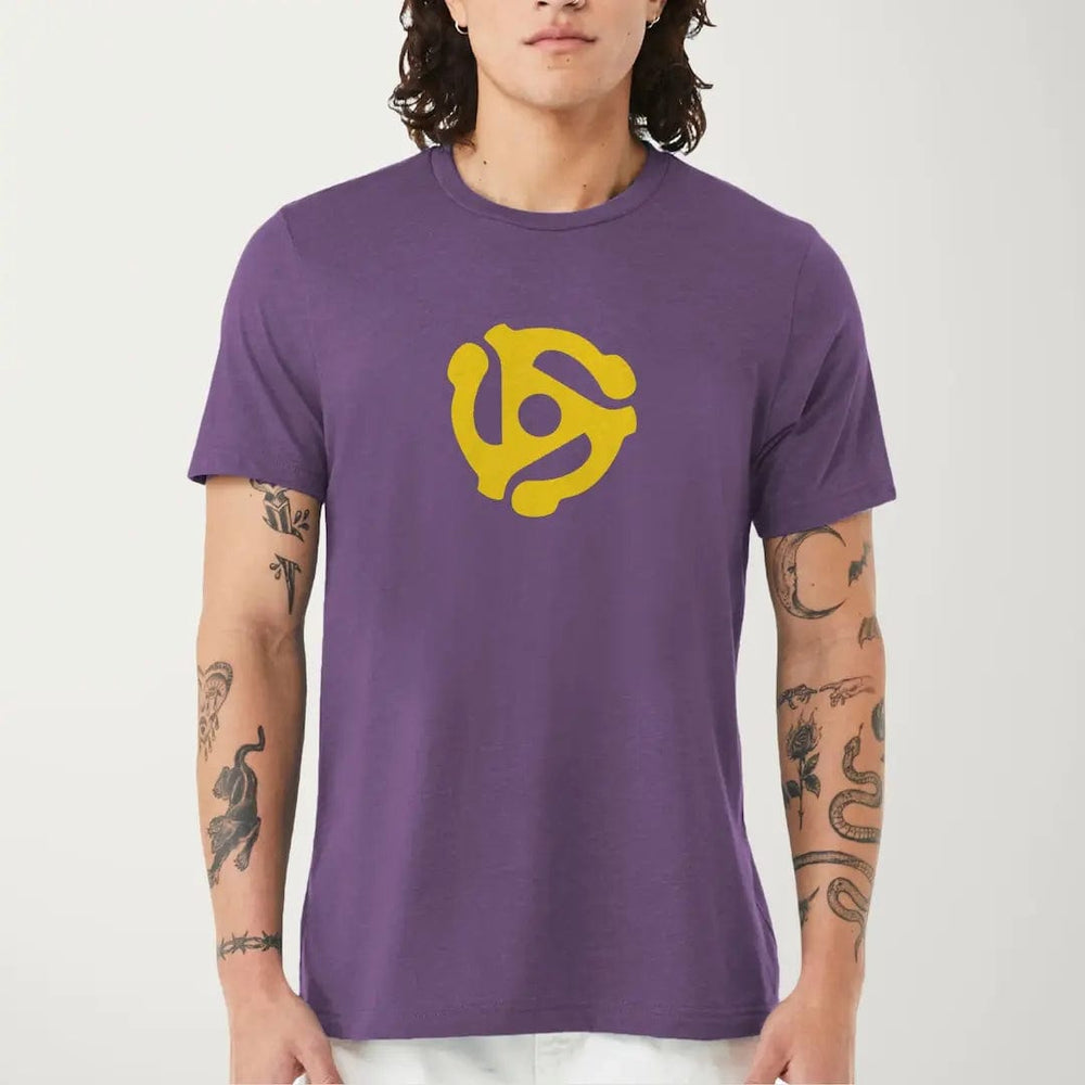 45rpm adapter classic tee in heather team purple, worn