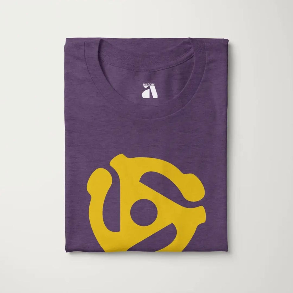 45rpm adapter classic tee in heather team purple, folded