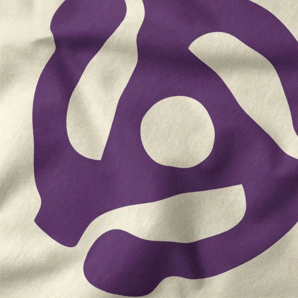 45rpm adapter classic tee in natural, close-up of the print