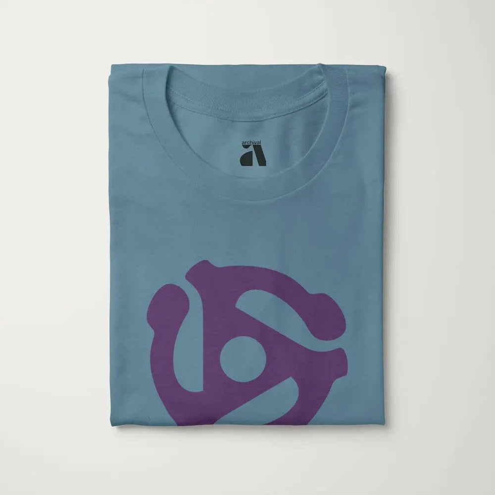 45rpm adapter classic tee in steel blue, folded