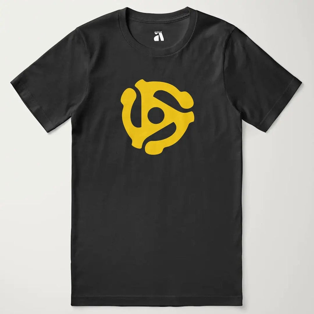 45rpm adapter classic tee in vintage black, laid flat