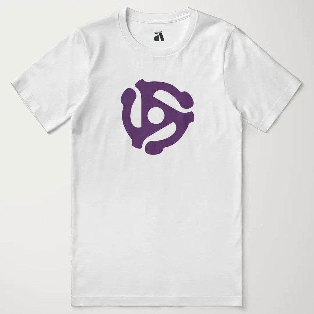 45rpm adapter classic tee in vintage white, laid flat