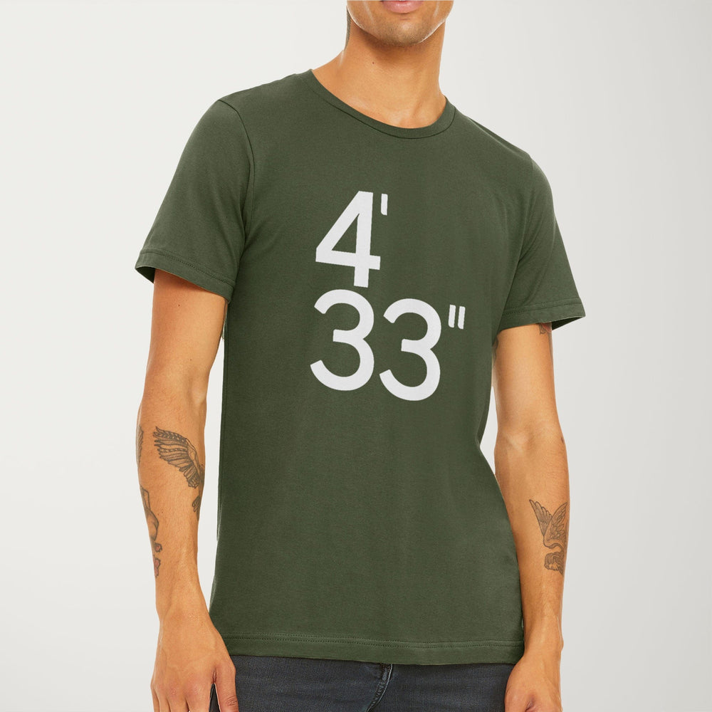john cage: 4'33" classic tee in military green, worn