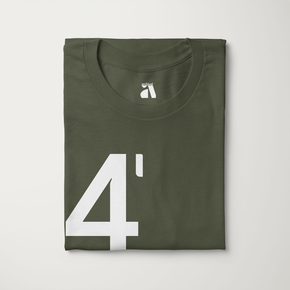 john cage: 4'33" classic tee in military green, folded