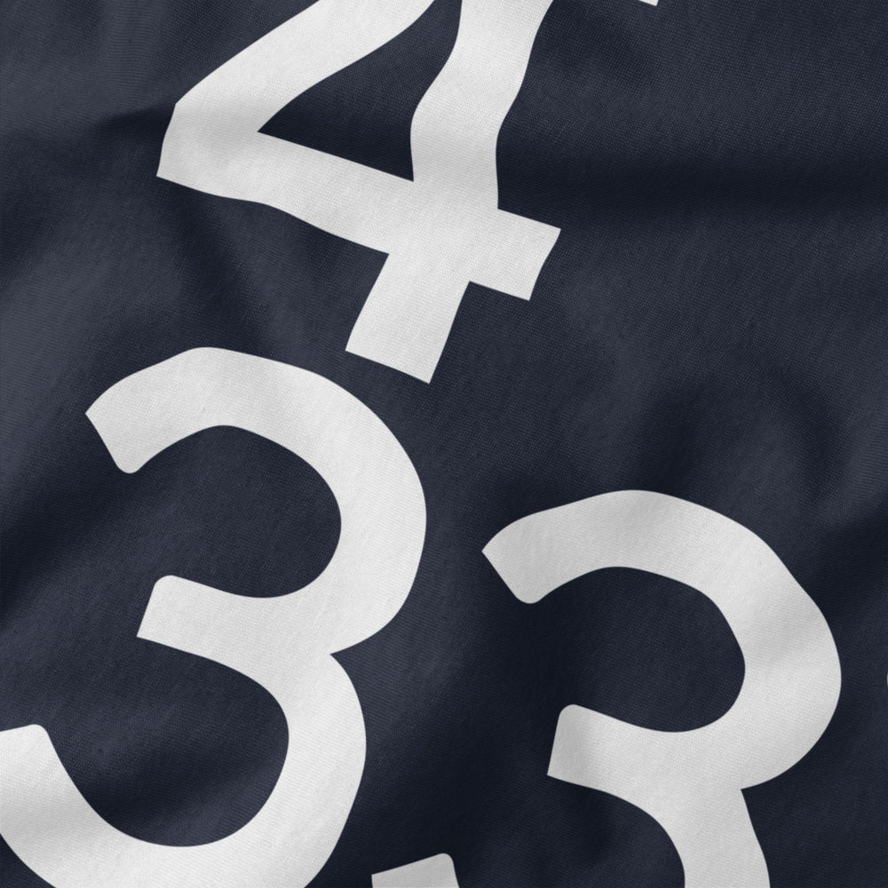 john cage: 4'33" classic tee in navy, close-up of the print