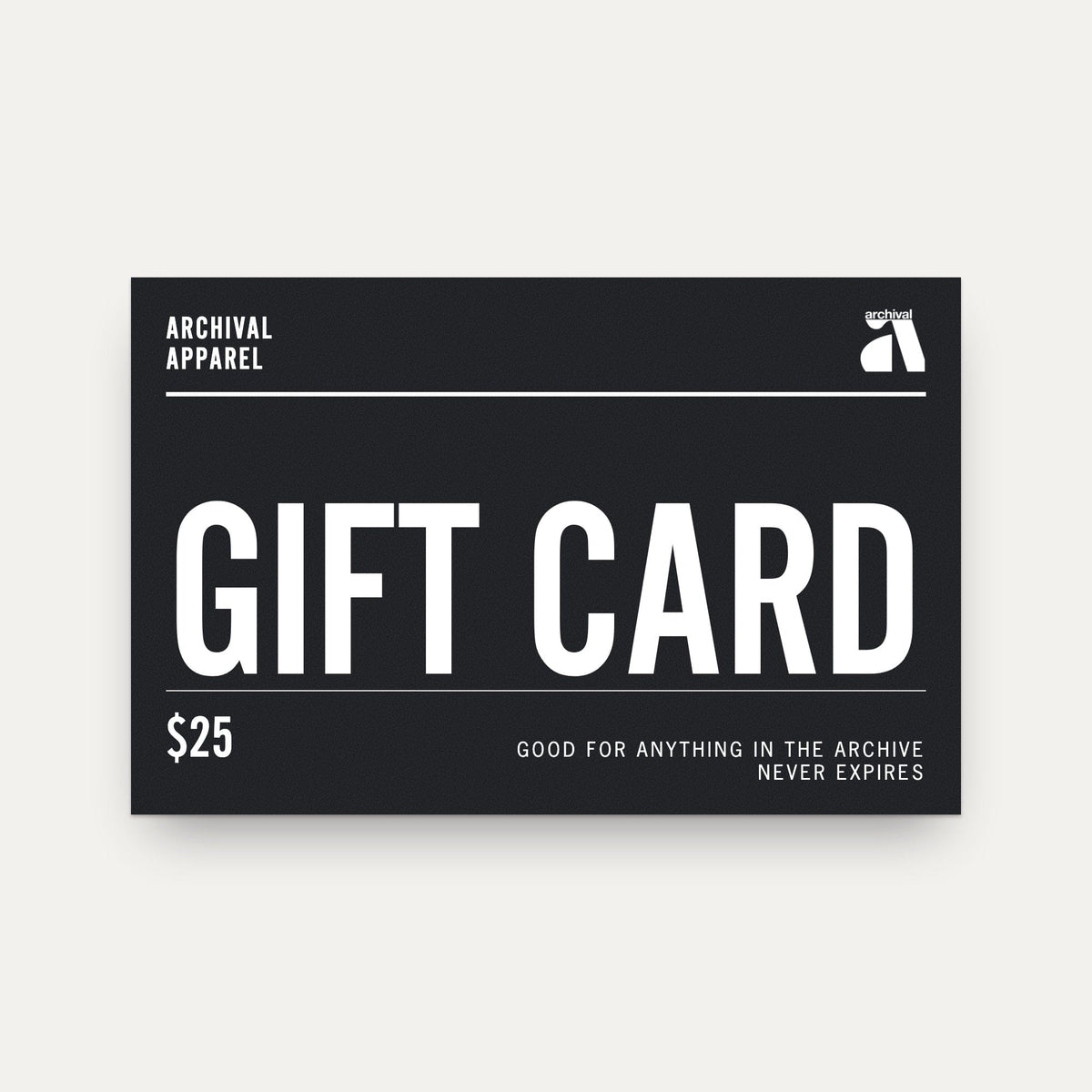 Archival Apparel gift card, $25