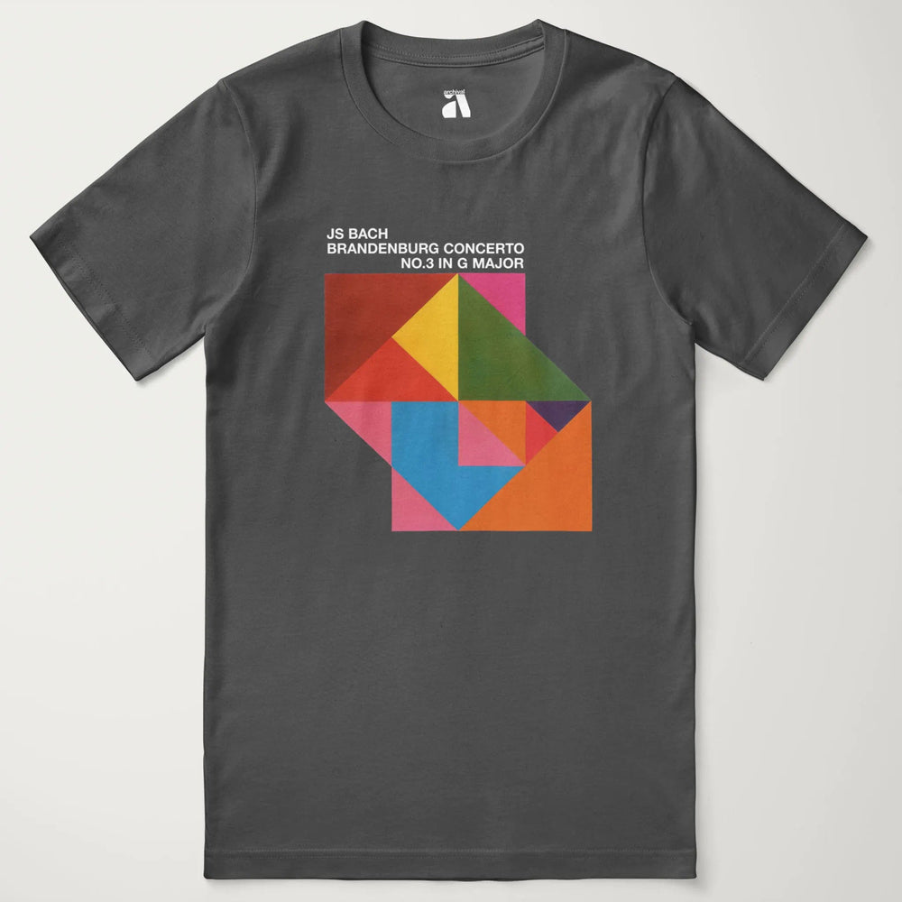 bach: brandenburg concerto no. 3 classic tee in asphalt, laid flat
