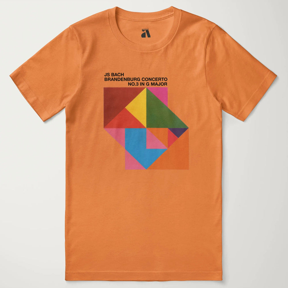 bach: brandenburg concerto no. 3 classic tee in burnt orange, laid flat