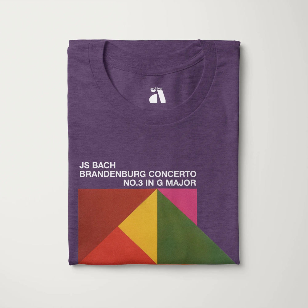 bach: brandenburg concerto no. 3 classic tee in heather team purple, folded