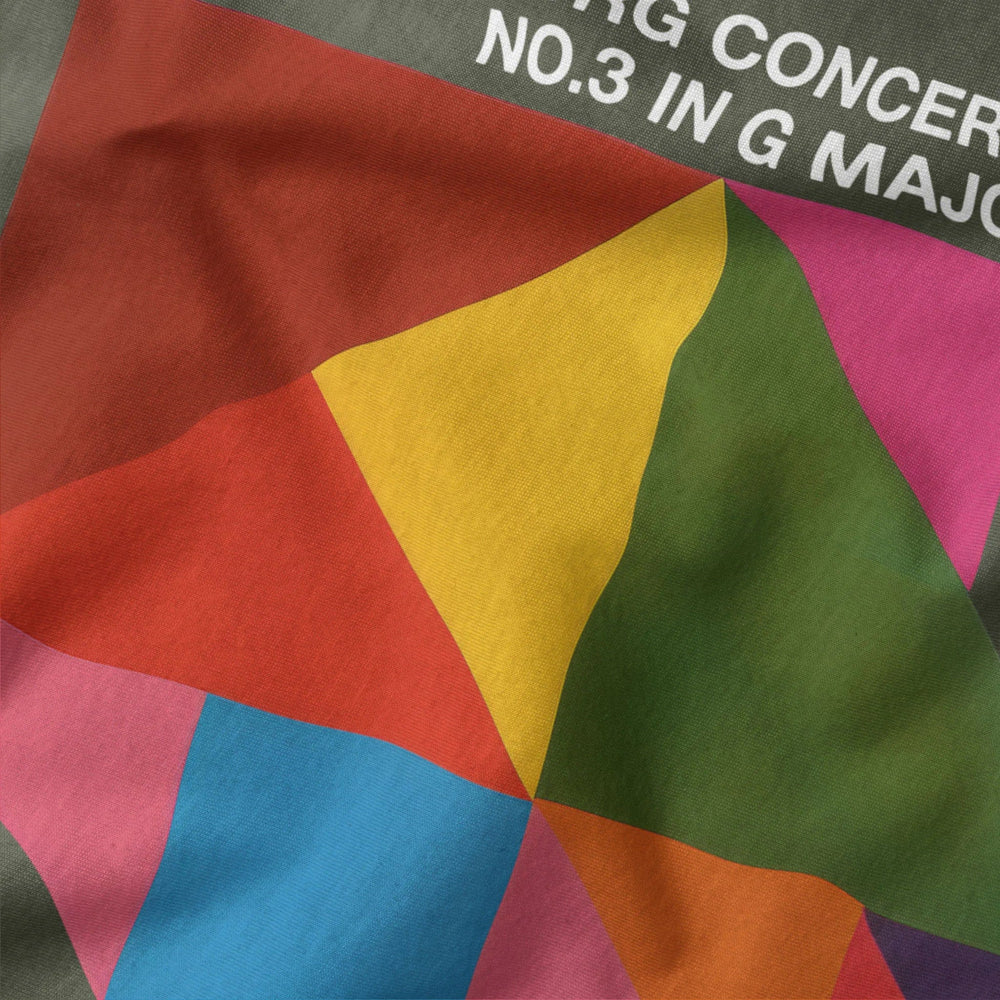 bach: brandenburg concerto no. 3 classic tee in military green, close-up of the print