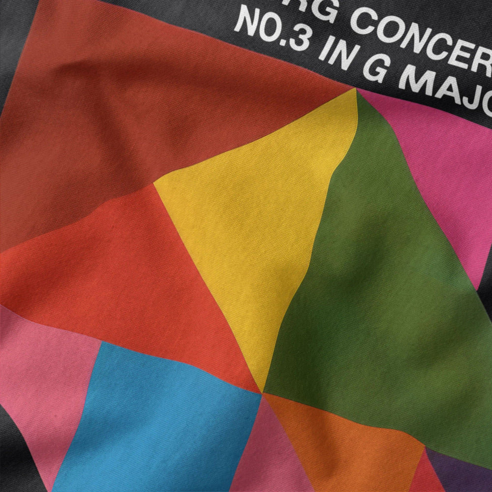 bach: brandenburg concerto no. 3 classic tee in vintage black, close-up of the print