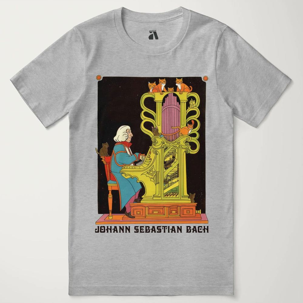 bach: organ cats classic tee in athletic heather, laid flat