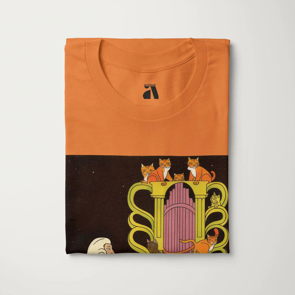 bach: organ cats classic tee in burnt orange, folded