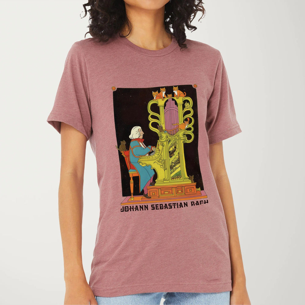 bach: organ cats classic tee in heather mauve, worn