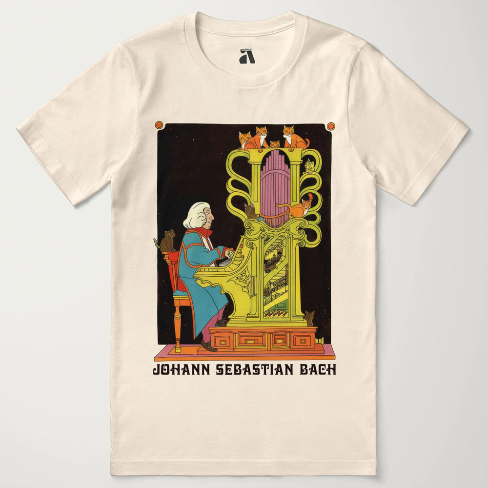 bach: organ cats classic tee in natural, laid flat