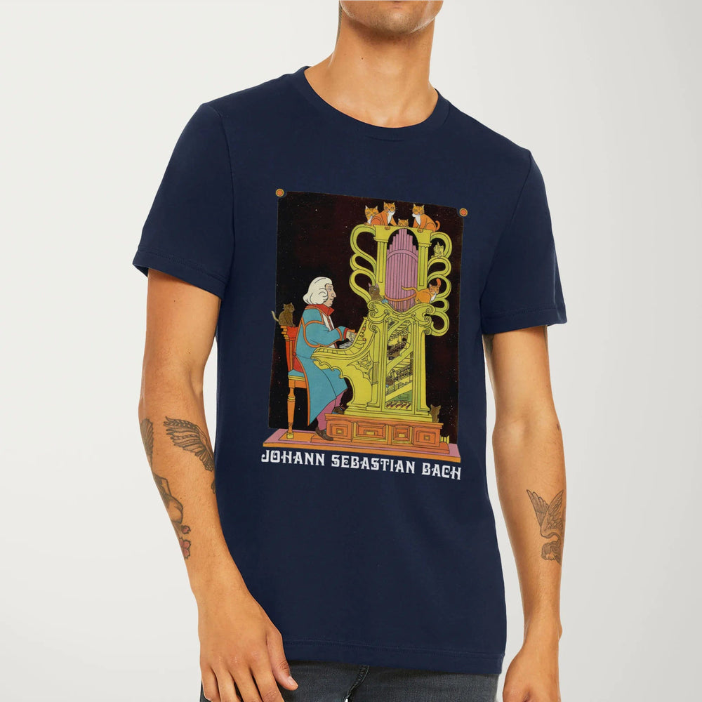 bach: organ cats classic tee in navy, worn