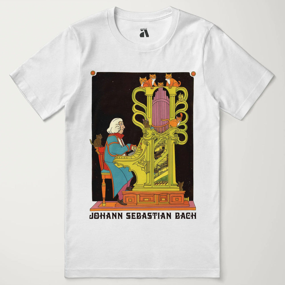 bach: organ cats classic tee in vintage white, laid flat