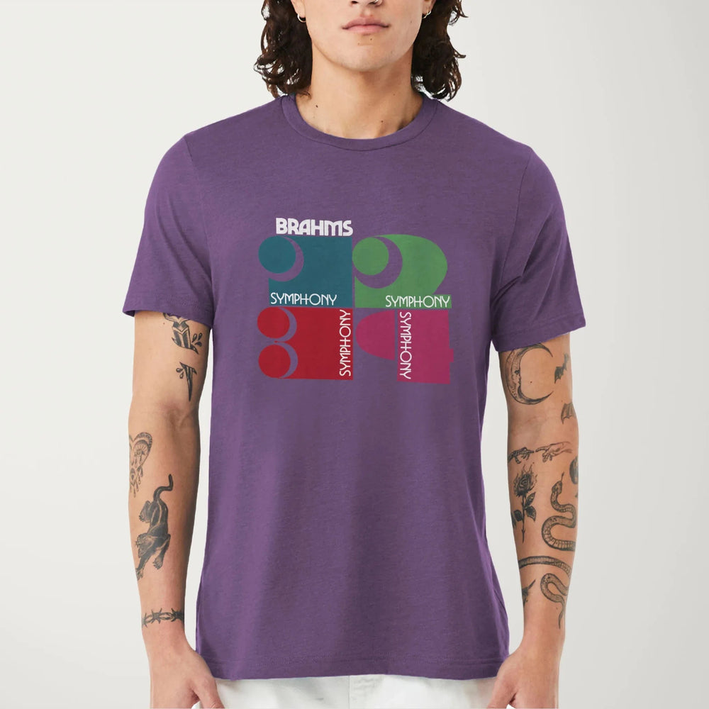 brahms: four symphonies classic tee in heather team purple, worn