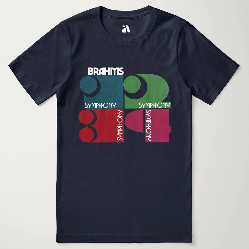 brahms: four symphonies classic tee in navy, laid flat