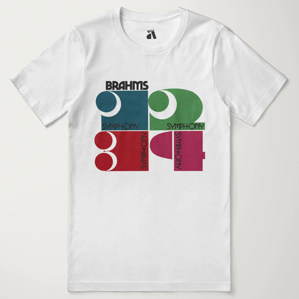 brahms: four symphonies classic tee in vintage white, laid flat