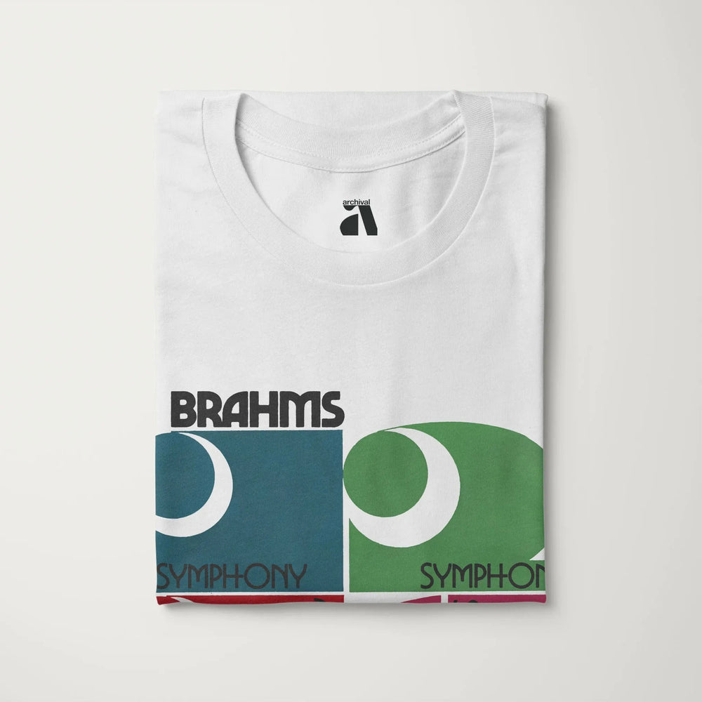 brahms: four symphonies classic tee in vintage white, folded