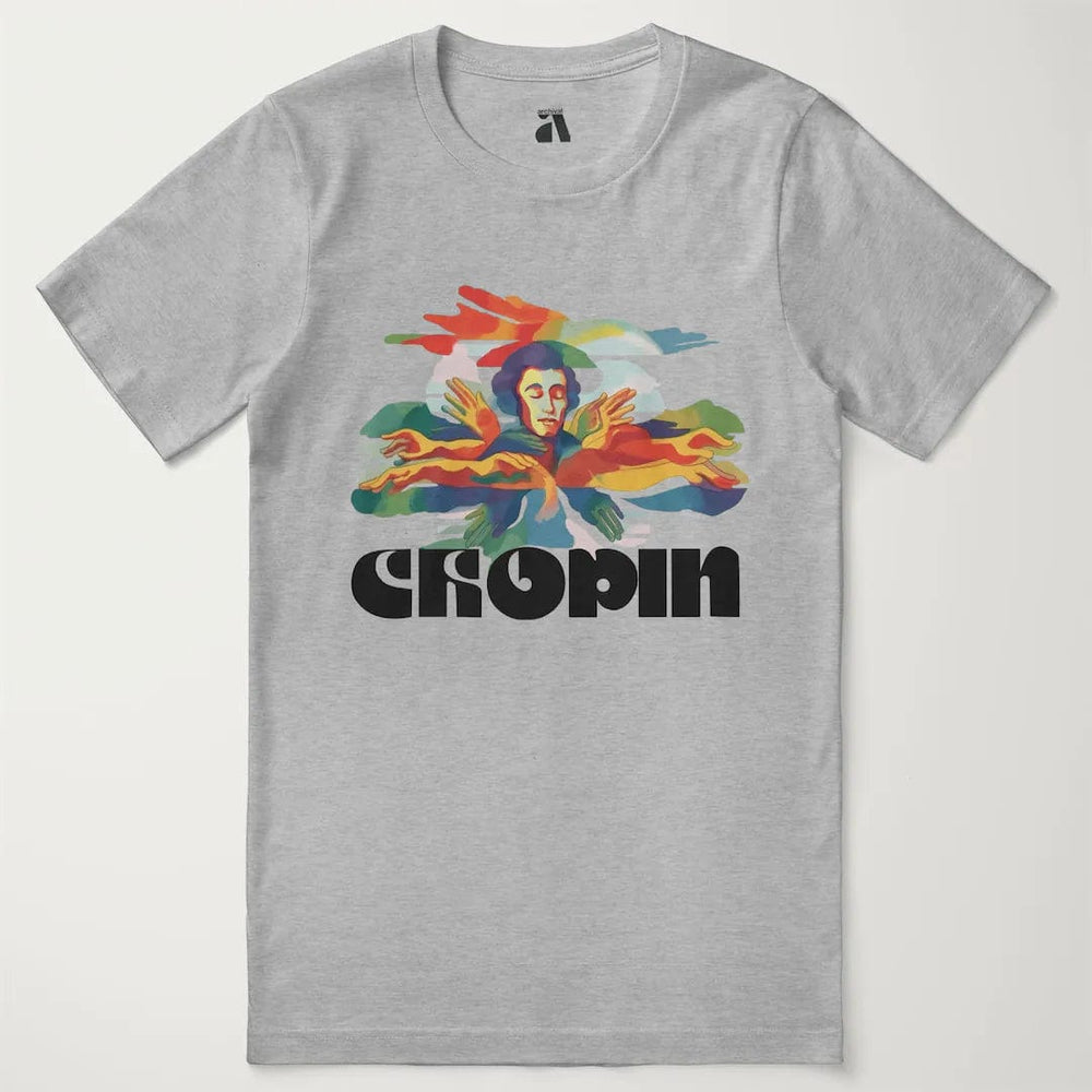 chopin: illustrated classic tee in athletic heather, laid flat