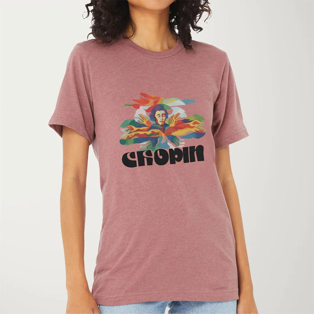 chopin: illustrated classic tee in heather mauve, worn