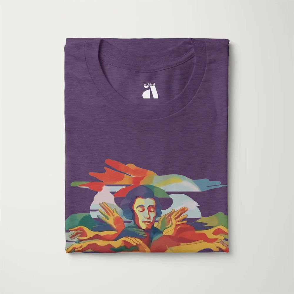 chopin: illustrated classic tee in heather team purple, folded