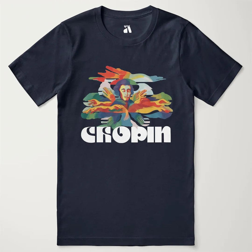 chopin: illustrated classic tee in navy, laid flat
