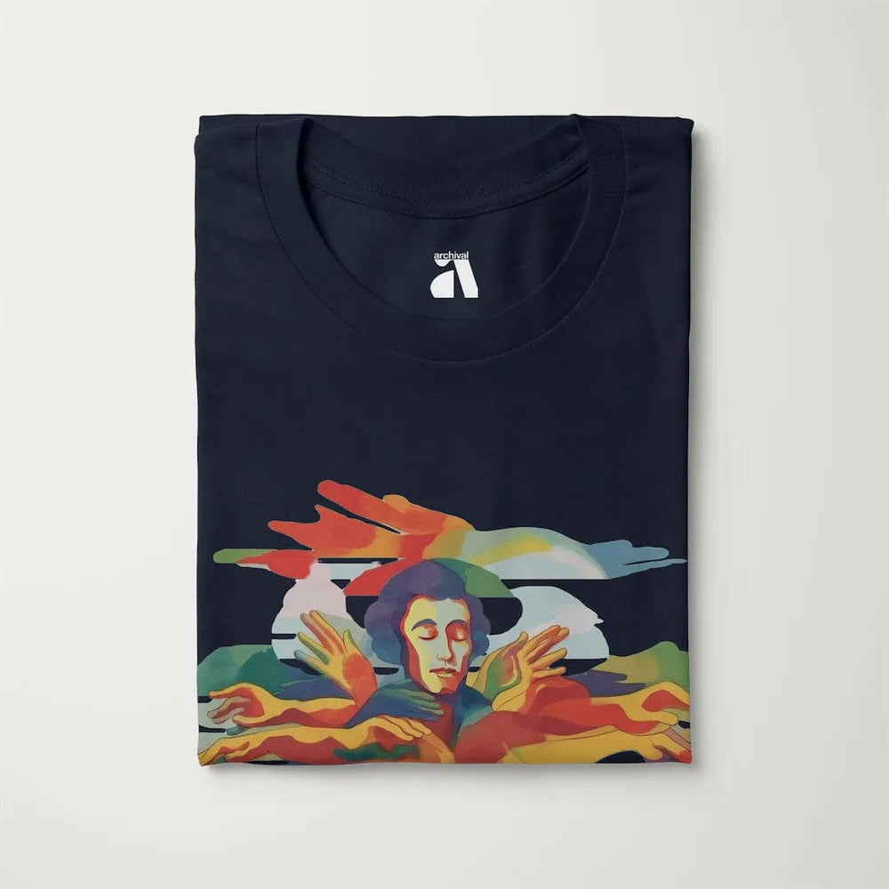 chopin: illustrated classic tee in navy, folded