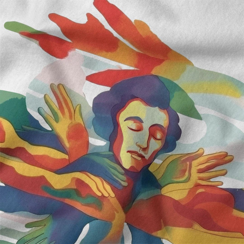 chopin: illustrated classic tee in vintage white, close-up of the print