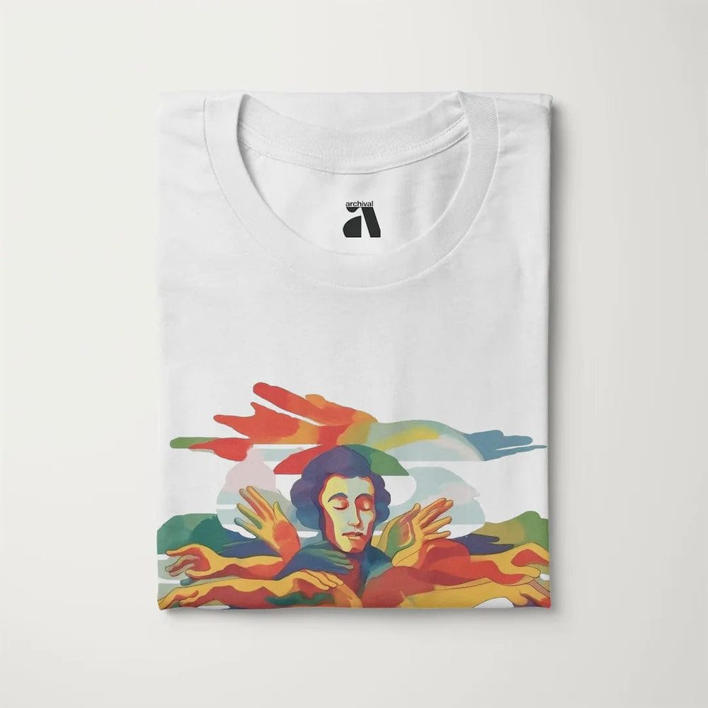 chopin: illustrated classic tee in vintage white, folded