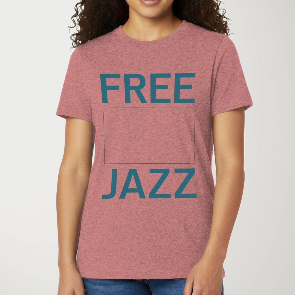 Free Jazz Classic Tee in Heather Mauve, model