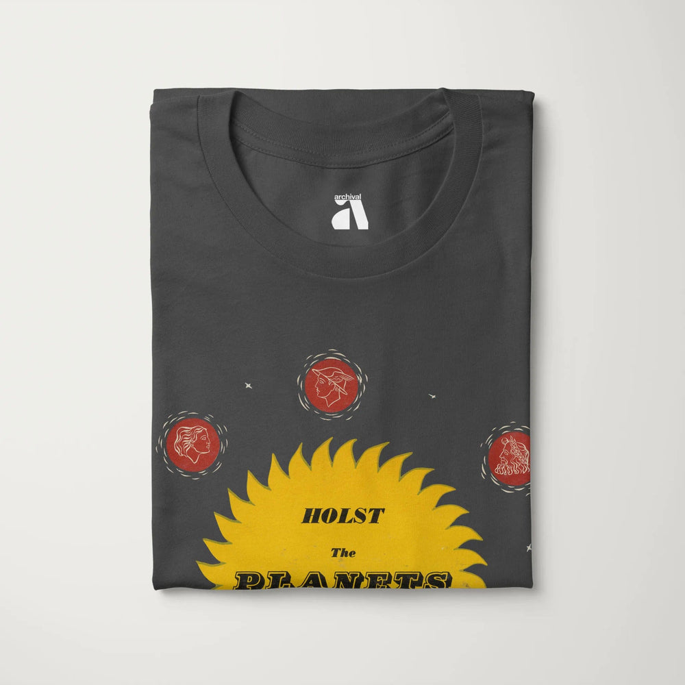 gustav holst: the planets classic tee in asphalt, folded