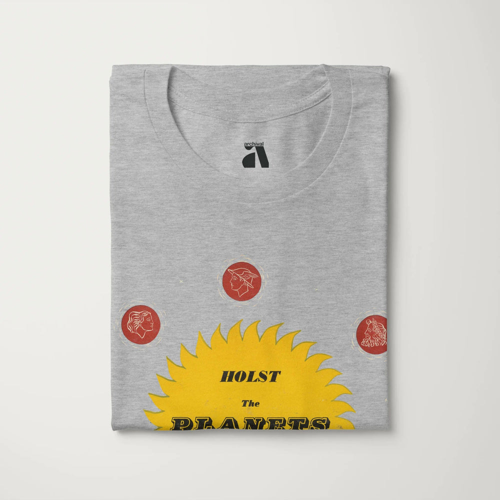 gustav holst: the planets classic tee in athletic heather, folded