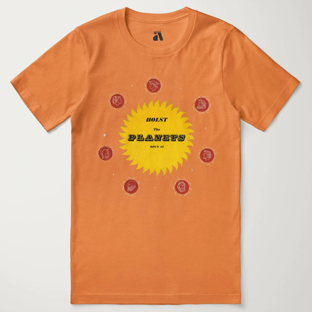gustav holst: the planets classic tee in burnt orange, laid flat