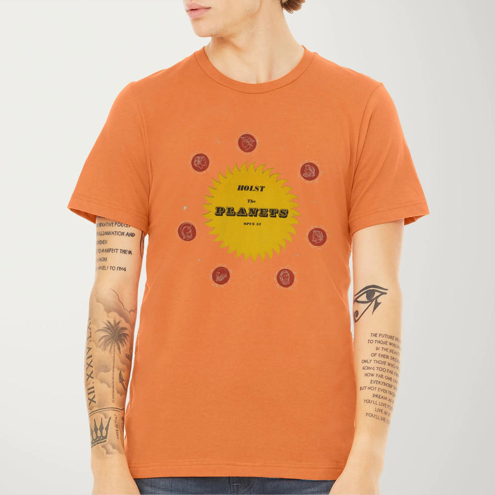 gustav holst: the planets classic tee in burnt orange, worn