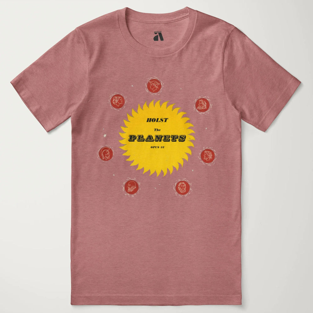 gustav holst: the planets classic tee in heather mauve, laid flat