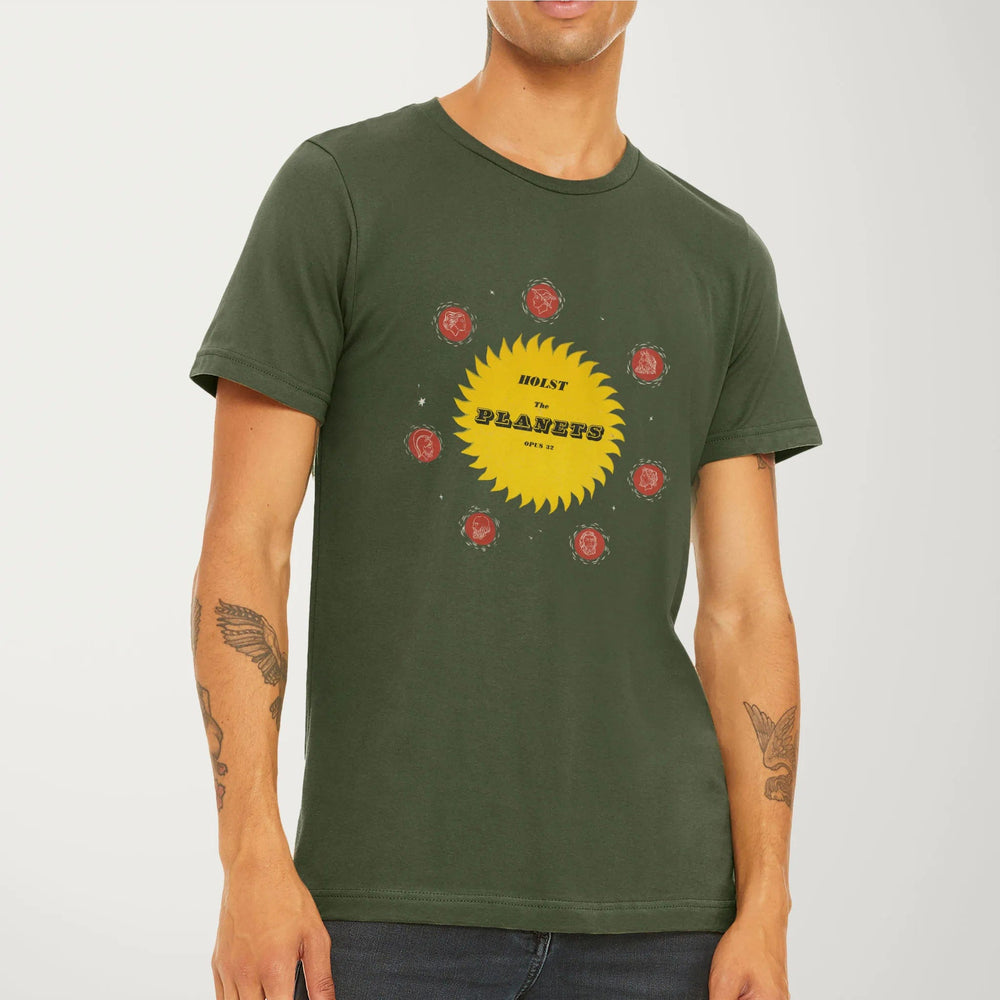 gustav holst: the planets classic tee in military green, worn