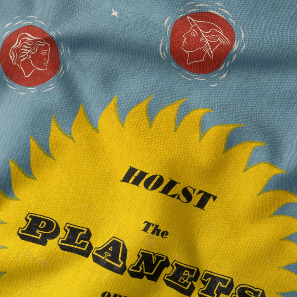 gustav holst: the planets classic tee in steel blue, close-up of the print