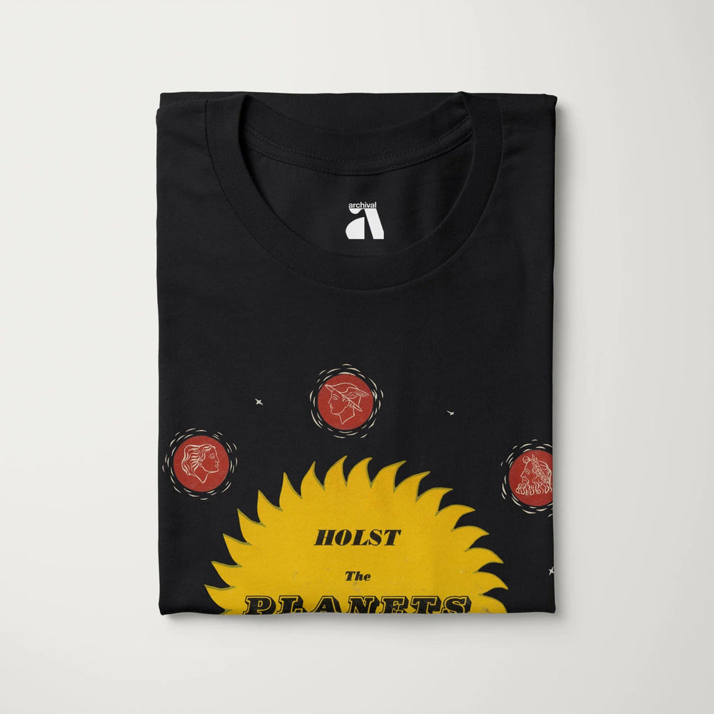 gustav holst: the planets classic tee in vintage black, folded