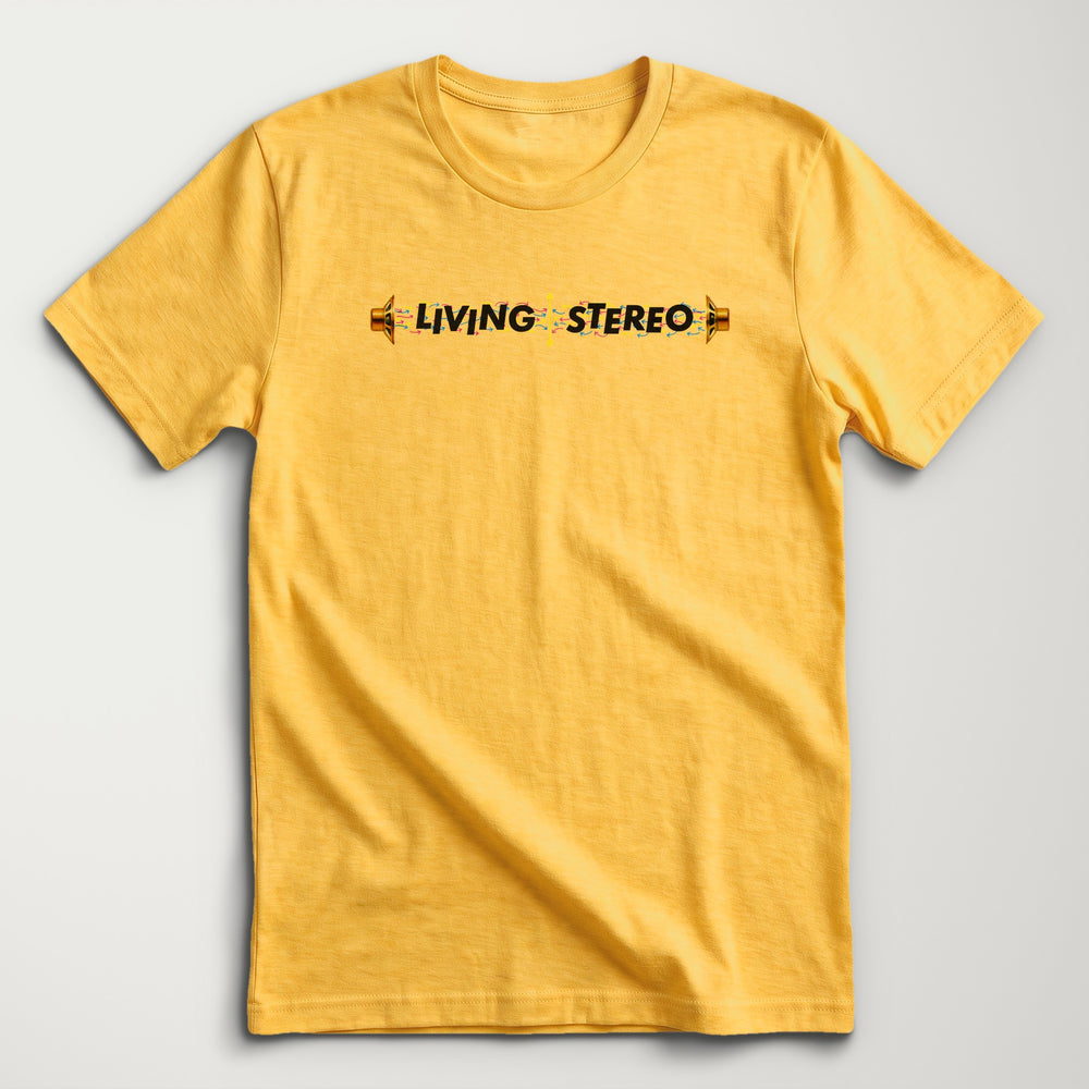 Living Stereo Classic Tee in Heather Yellow Gold, flat lay