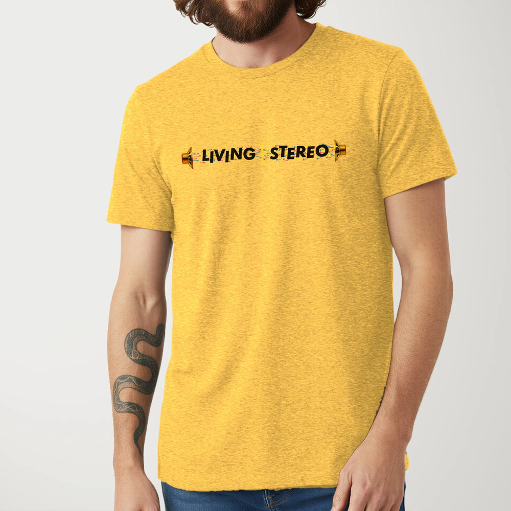 Living Stereo Classic Tee in Heather Yellow Gold, model