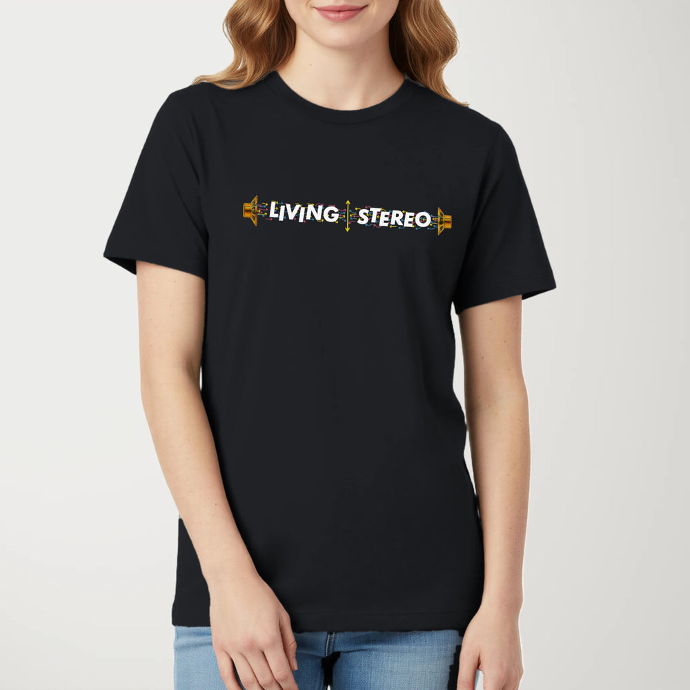 Living Stereo Classic Tee in Vintage Black, model
