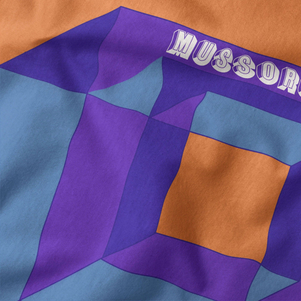mussorgsky: pictures at an exhibition classic tee in burnt orange, close-up of the print
