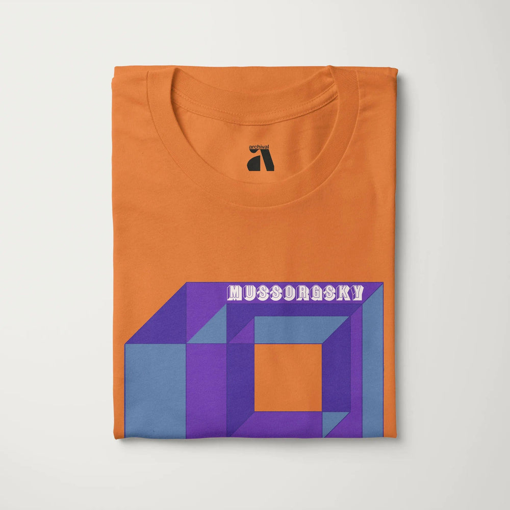 mussorgsky: pictures at an exhibition classic tee in burnt orange, folded
