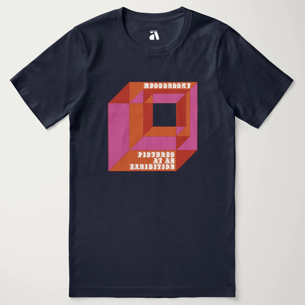 mussorgsky: pictures at an exhibition classic tee in navy, laid flat