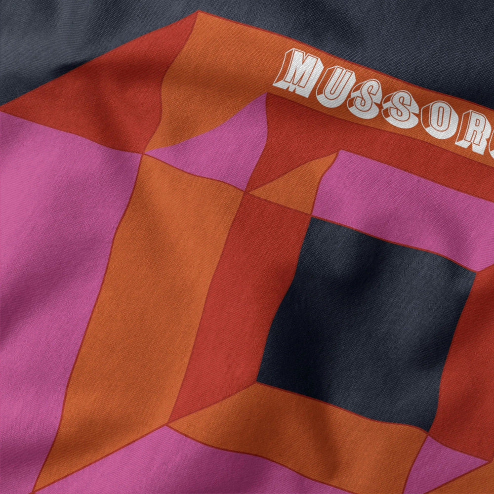 mussorgsky: pictures at an exhibition classic tee in navy, close-up of the print