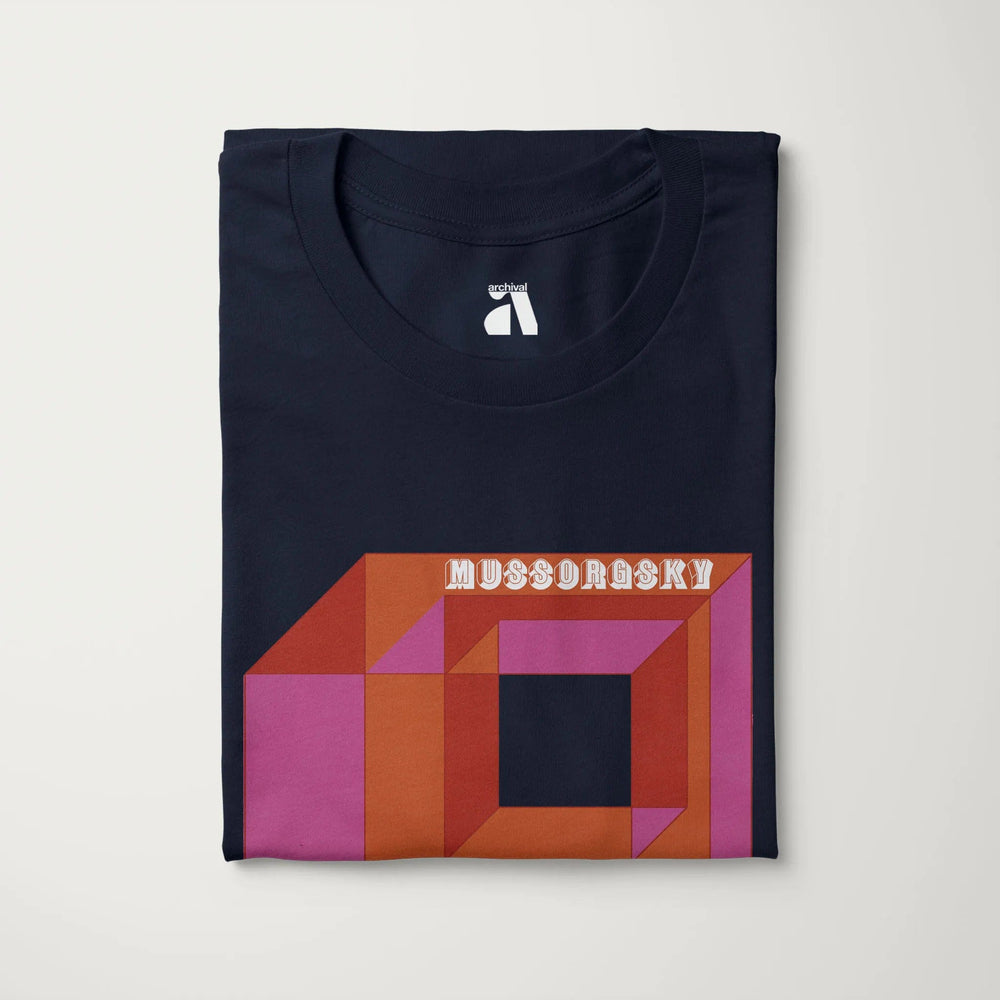 mussorgsky: pictures at an exhibition classic tee in navy, folded