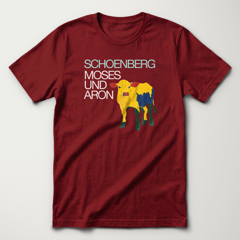 Schoenberg: Moses & Aron Classic Tee in Cardinal, flat lay